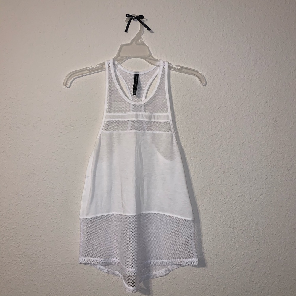 White Tank Top With Mesh Paneling